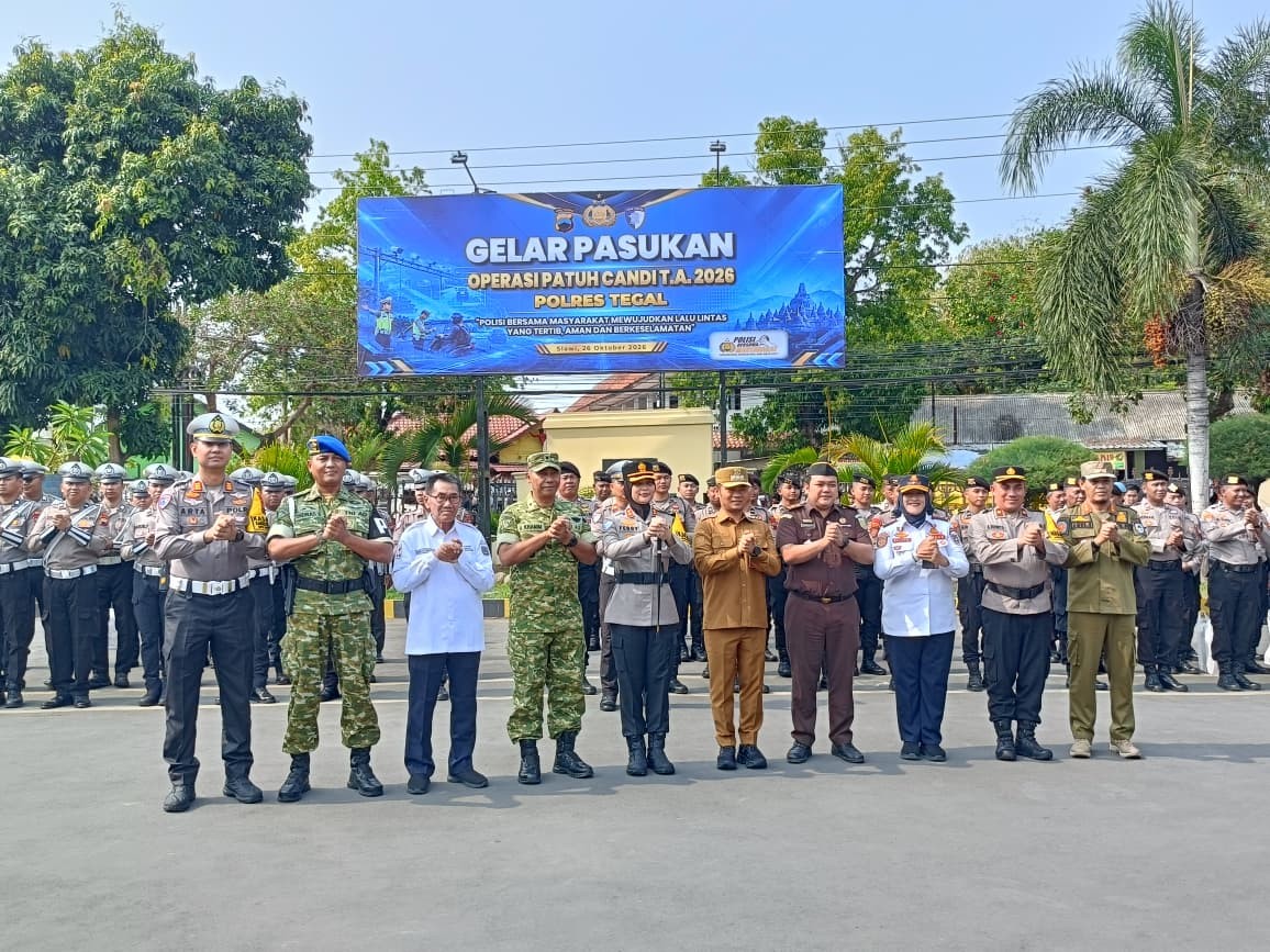 Kasdim 0712/Tegal Hadiri Apel Gelar Pasukan Operasi Patuh Candi 2026 Polres Tegal
