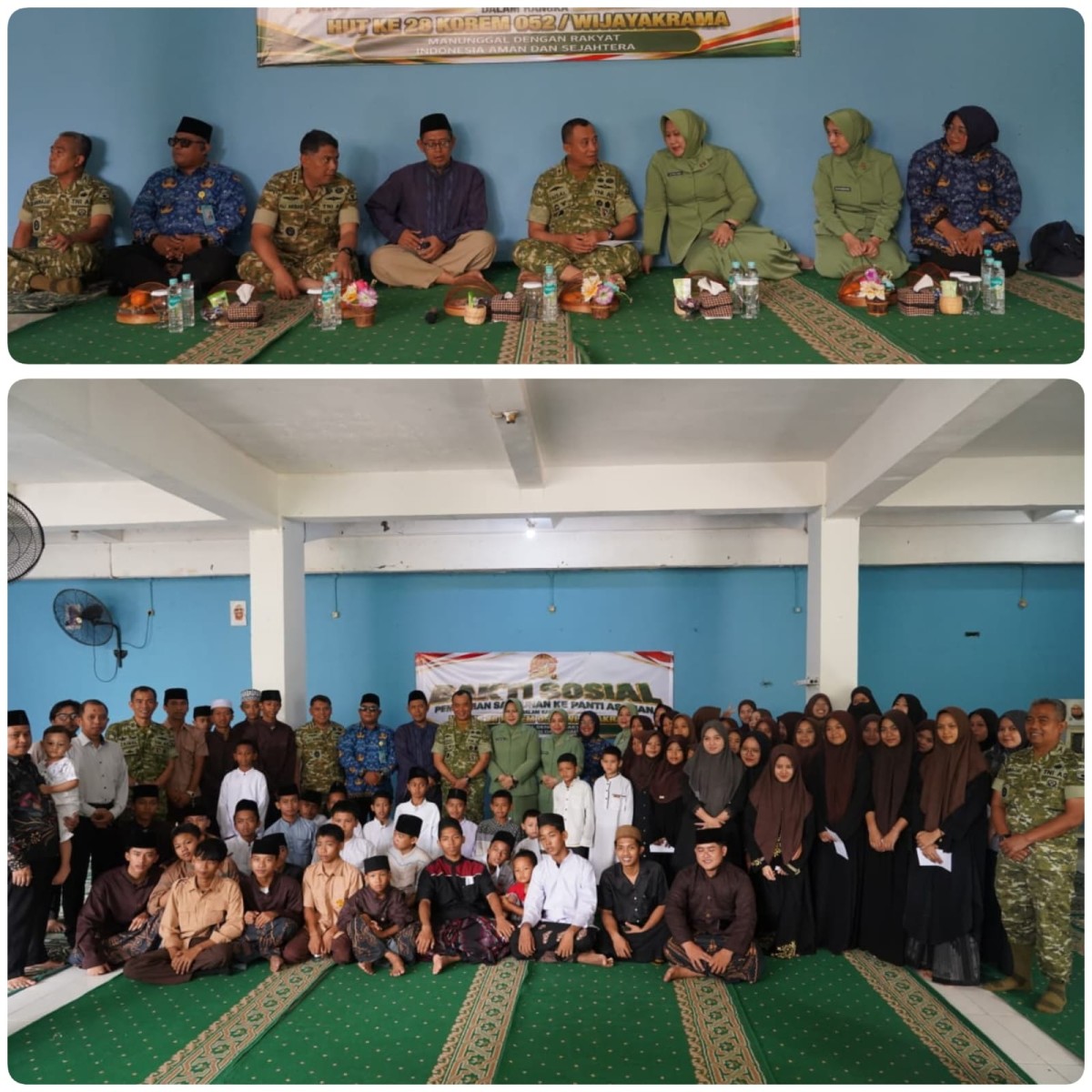 HUT Ke-28 Korem 052/Wkr, TNI Hadir Berbagi Asa dan Kebahagiaan Bersama Anak Yatim-Dhuafa Bahrul Ulum