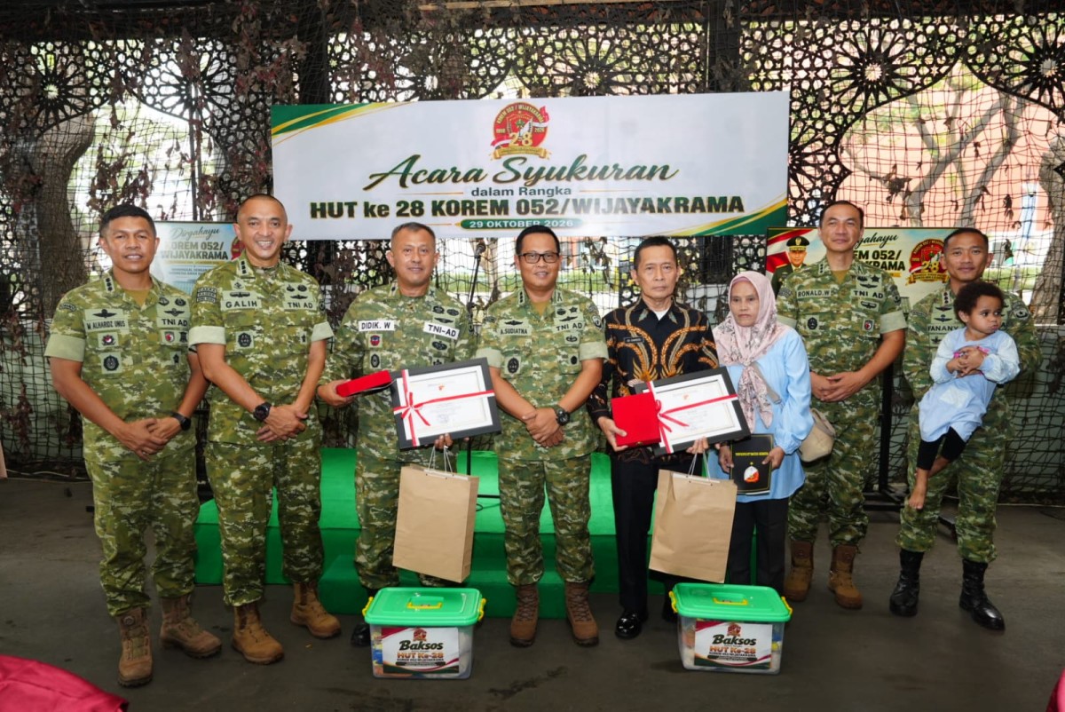 SYUKURAN HUT KE-28 KOREM 052/WIJAYAKRAMA DIGELAR SEDERHANA, PERKUAT KEMANUNGGALAN TNI-RAKYAT
